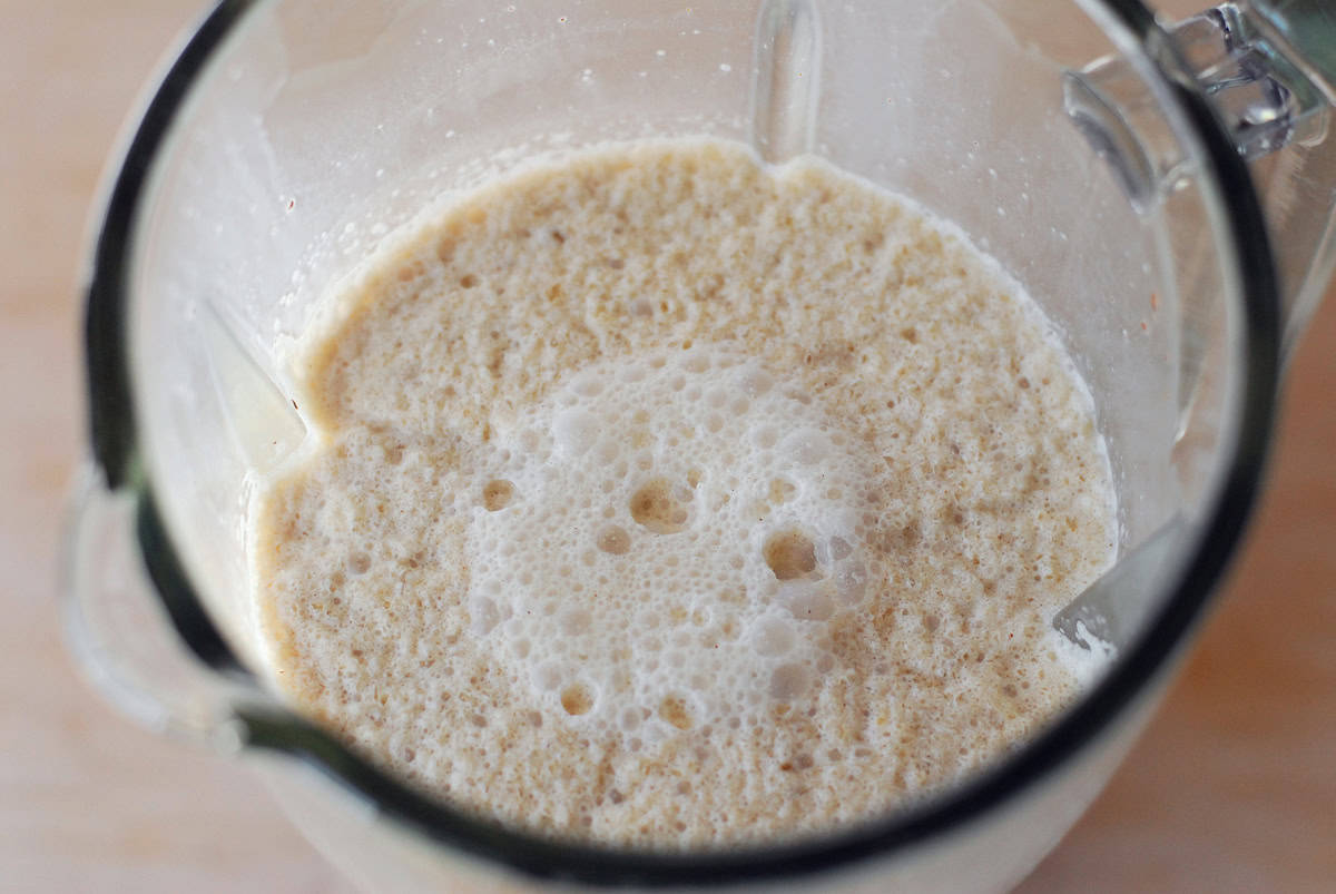 Frozen iced coffee mix in blender.