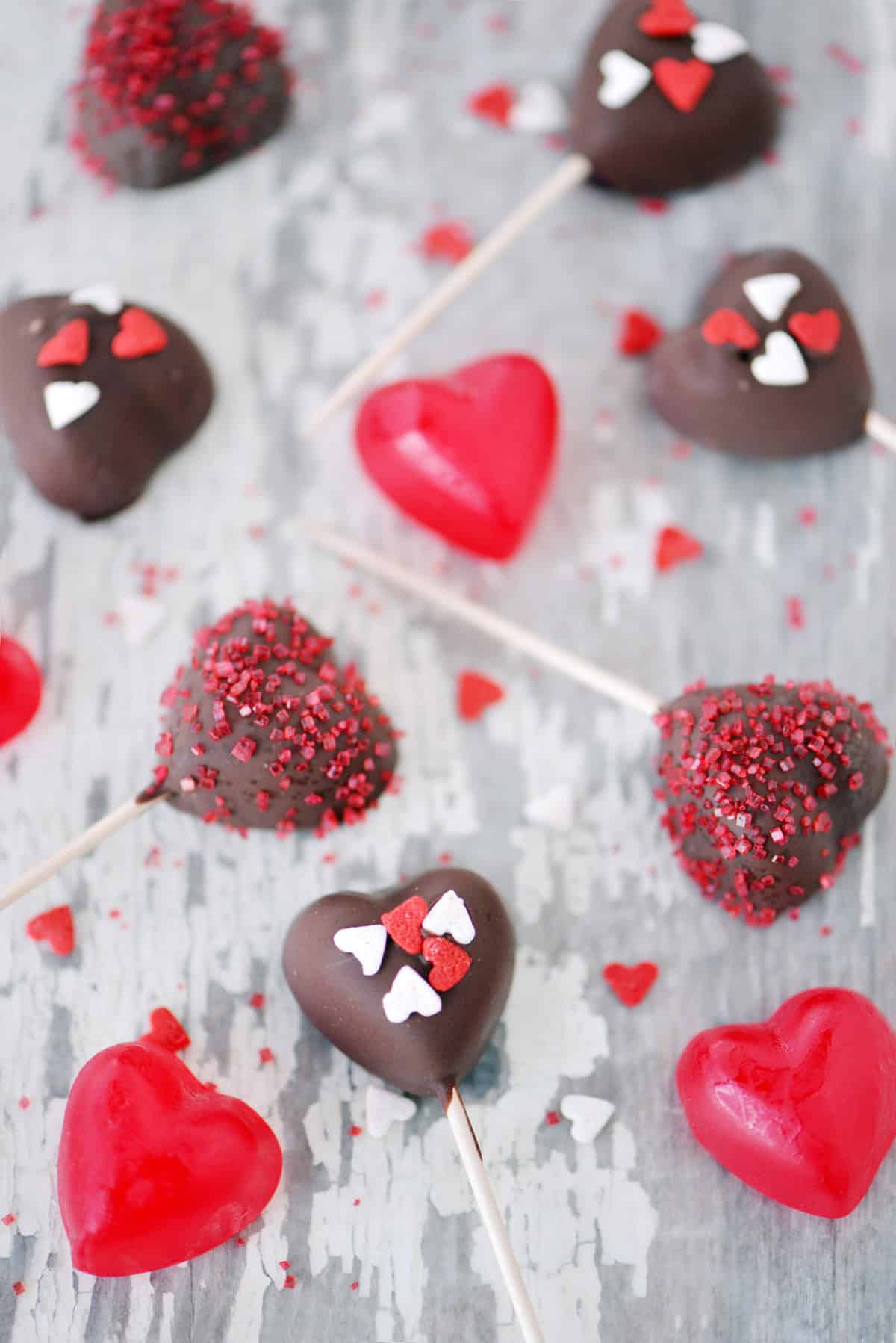 Chocolate dipped hearts.