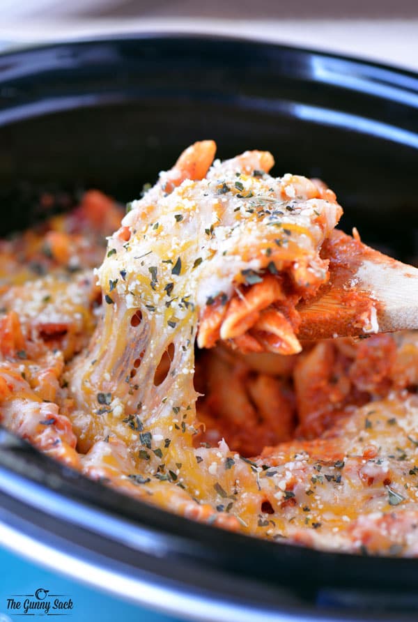 Slow Cooker Pizza Casserole - The Gunny Sack