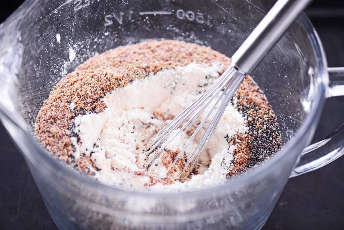 Whisking ingredients in a bowl.