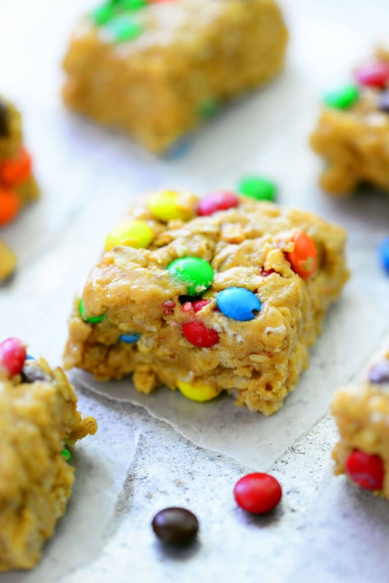 No Bake Monster Cookie Protein Bars - The Gunny Sack