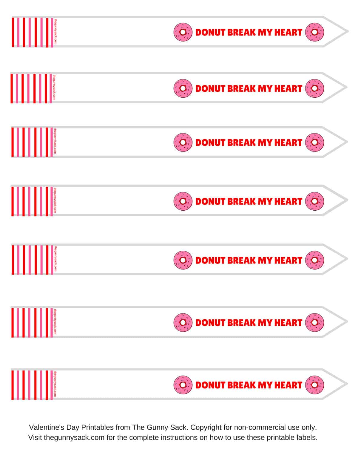 Donut Break My Heart Test Tube Printable Labels