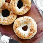 Two ingredient dough bagels with garlic and herb seasoning on top.