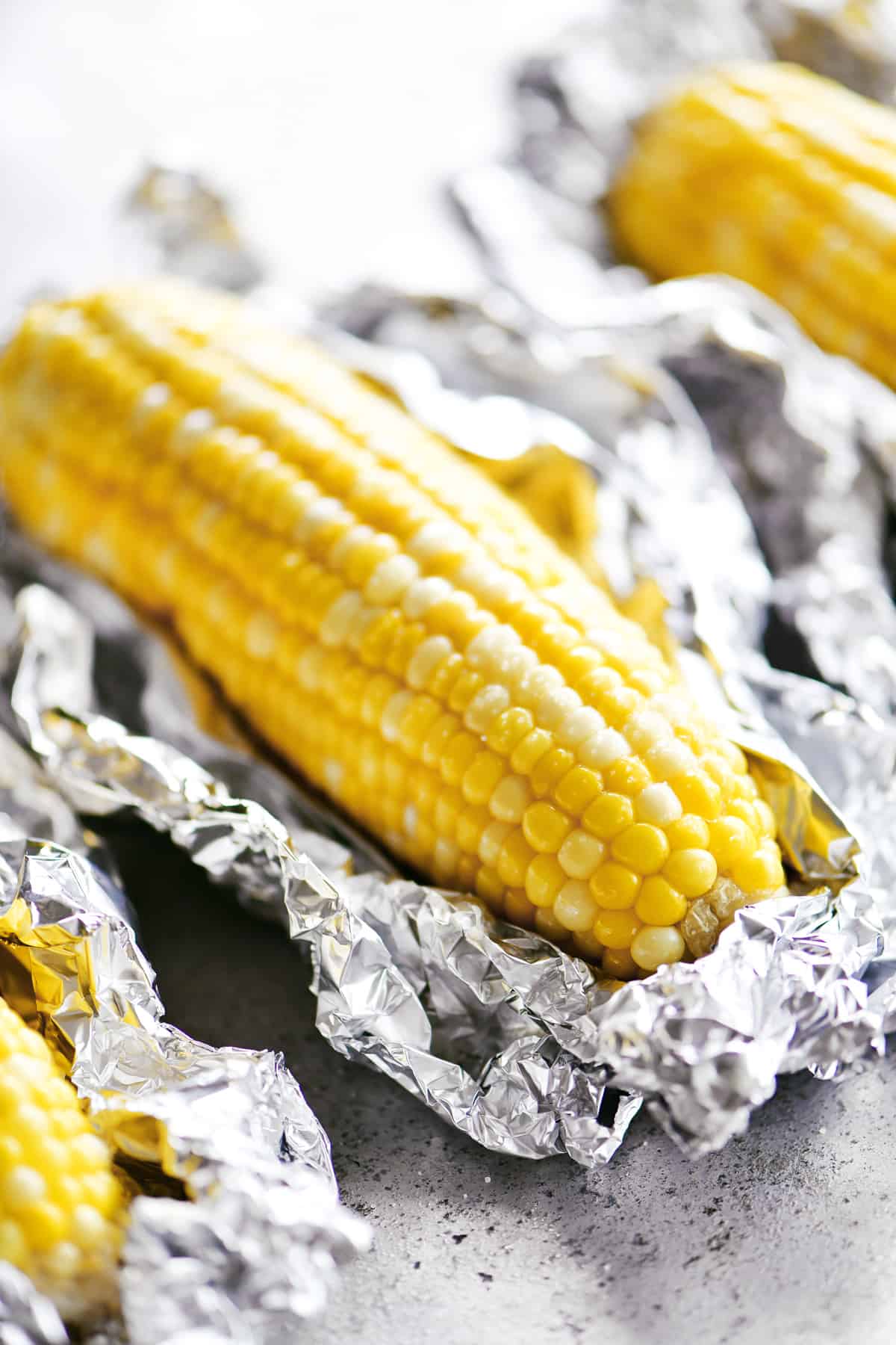 grilled corn on the cob without husks in foil