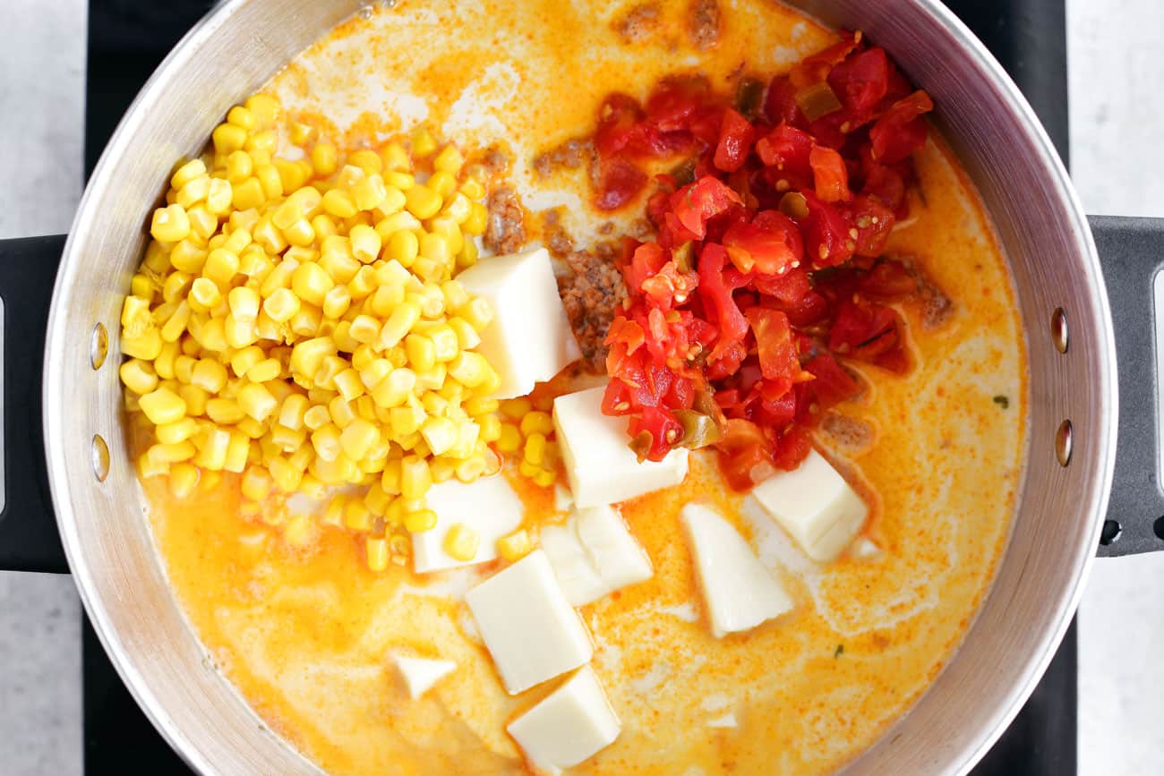 additional ingredients added to the chowder in the pot