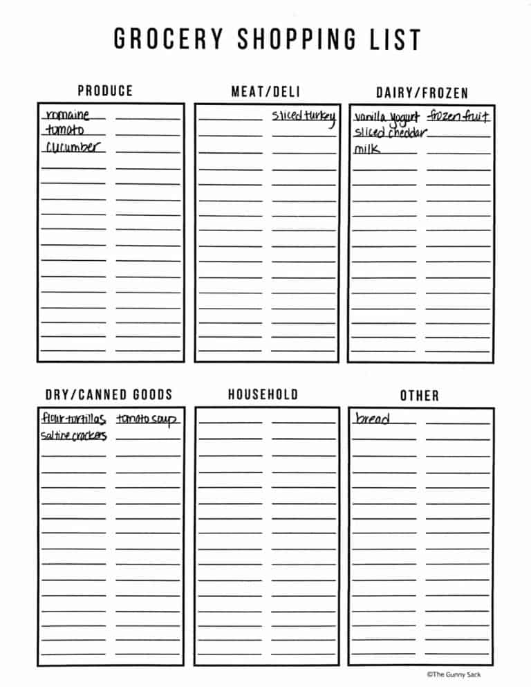 Weekly Menu Planner - Free Printables - The Gunny Sack