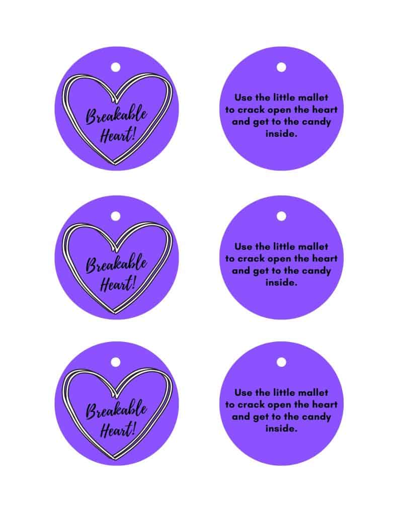 breakable chocolate hearts labels