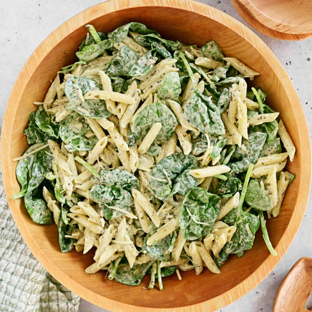 Spinach Pasta Salad - The Gunny Sack