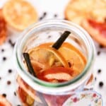 Simmer pot ingredients in a glass jar.