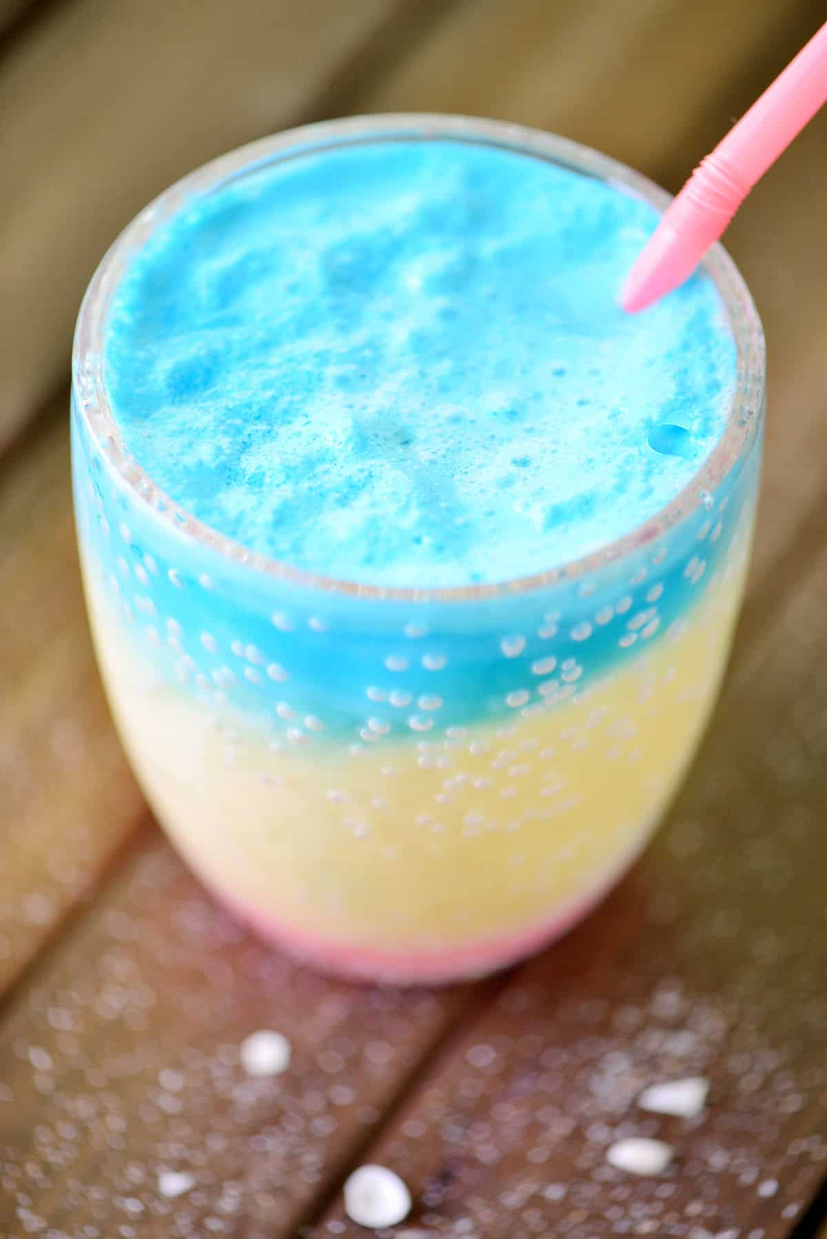 Blue slushie on top of the other layers.