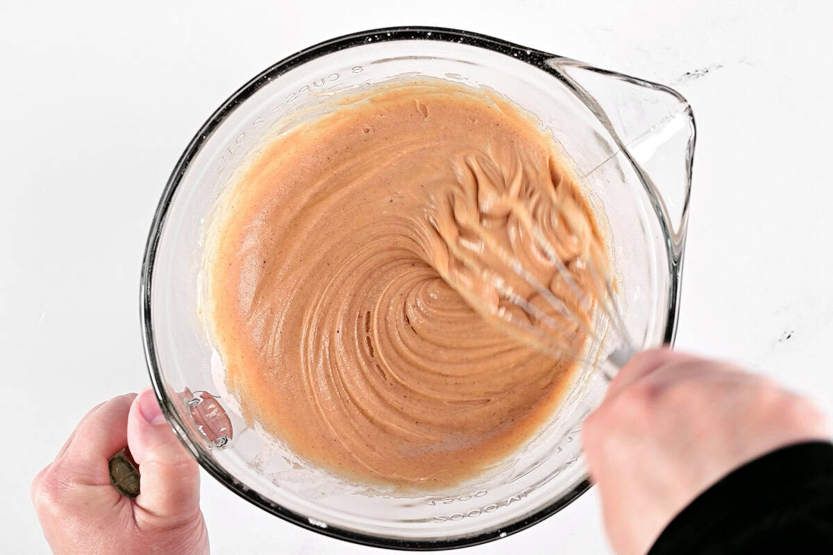 Stir the batter with a whisk.