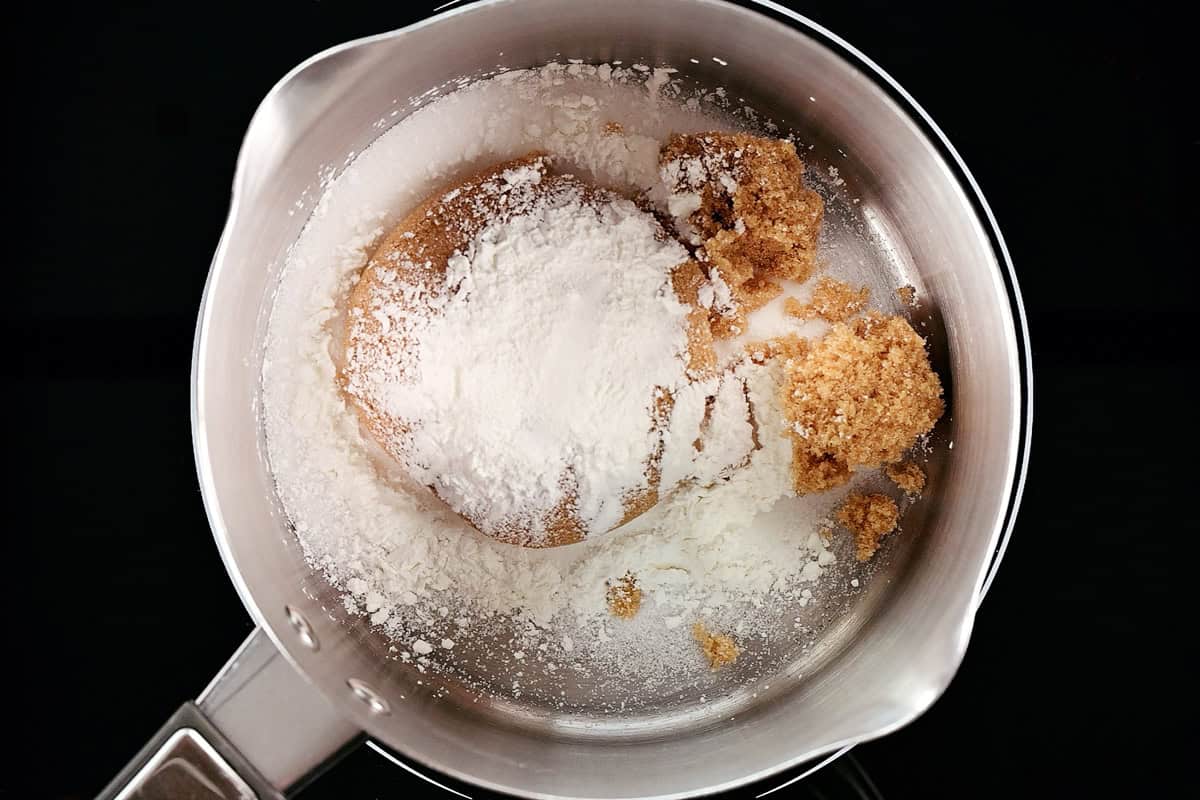 Dry ingredients in a saucepan.