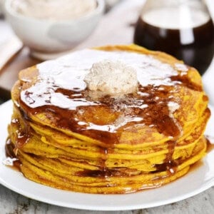 Stack of pumpkin pancakes.