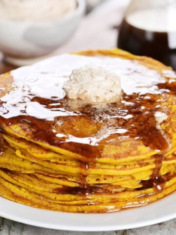 Stack of pumpkin pancakes.