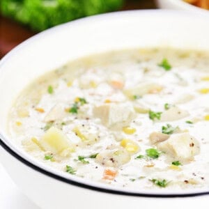 Turkey and potato Thanksgiving soup.