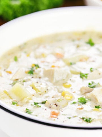 Turkey and potato Thanksgiving soup.