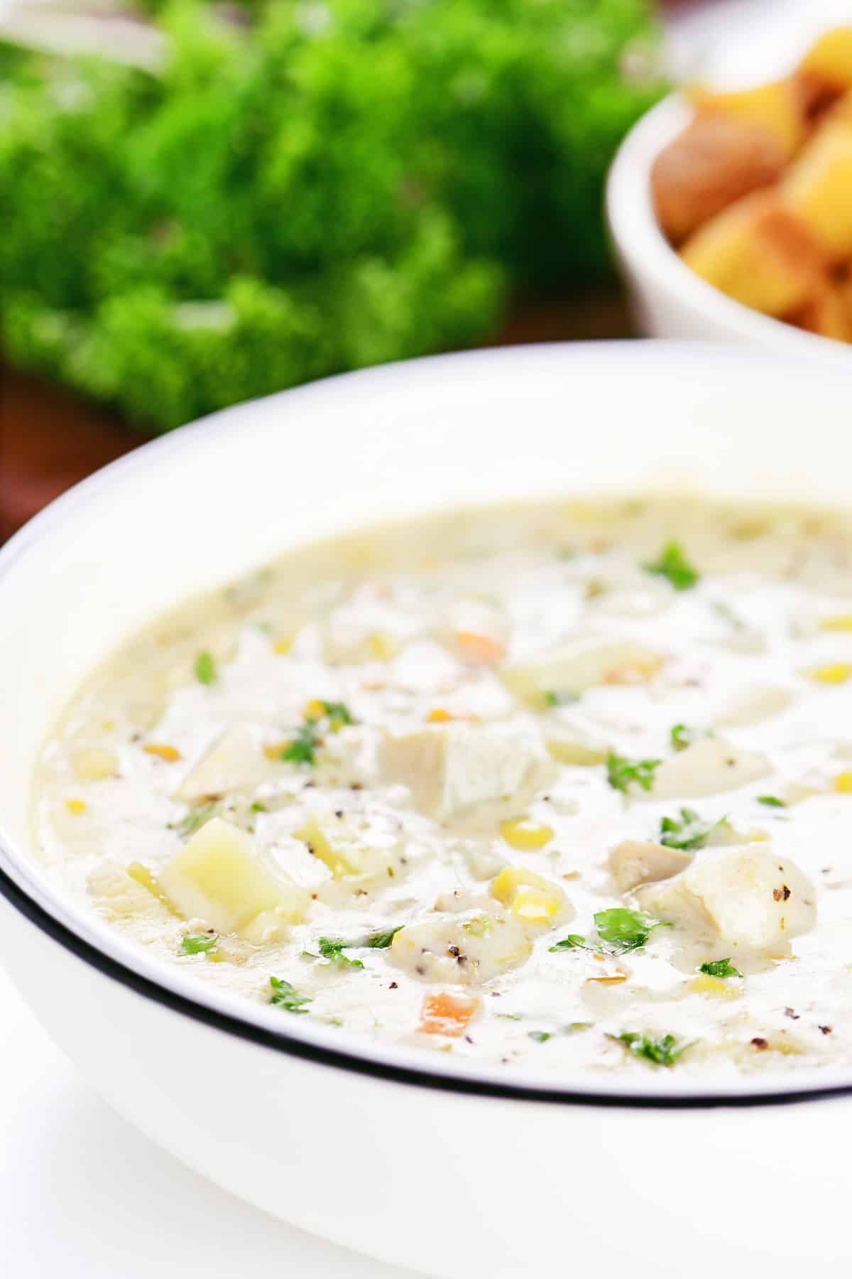 Turkey and potato Thanksgiving soup.