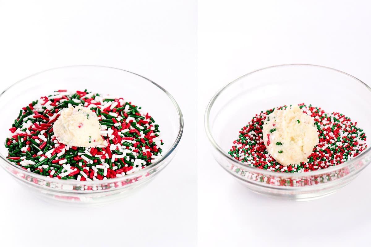 Cover the cookie dough with sprinkles.