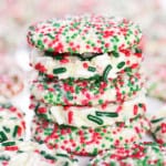 Sprinkles sugar cookies stack.