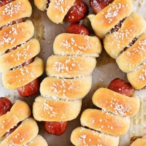 Two ingredient dough pretzel dogs.