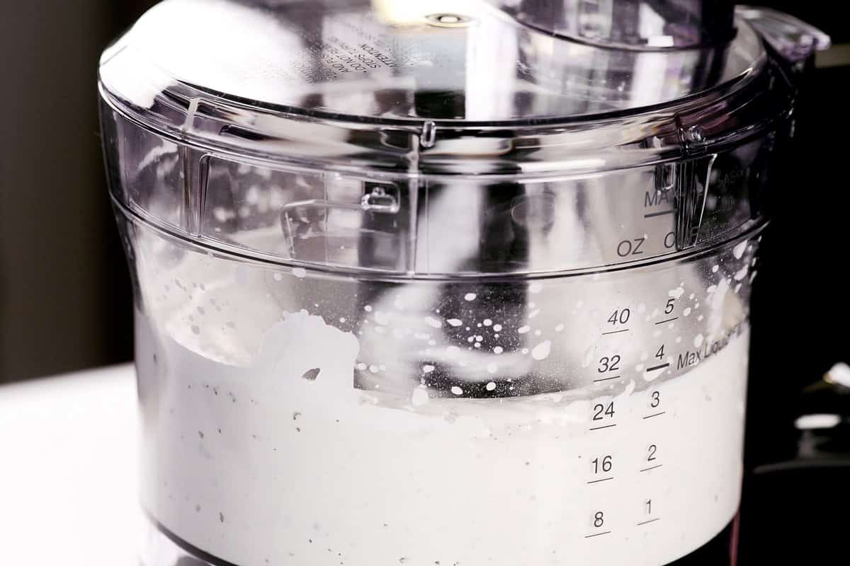 Blending until smooth in food processor.